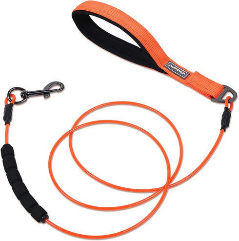 VIVAGLORY Chew Proof Dog Leash, Soft Foam Reflective Padded Handle Dog Chain Leashes, Waterproof Non Chewable Dogs Metal Leash, Stainless Steel Wi...