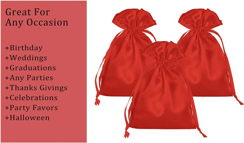 50 Pack 5X7 Red Satin Bags - Small Gift, Jewelry, Wedding Favor, Baby Shower, Party Favor Bags...