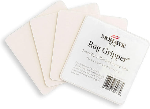Mohawk Home Non Slip Corner Gripper Area Rug Tabs 4 Pack Anti Curling Double Sided Adhesive 4-inch x 4-inch Square White...