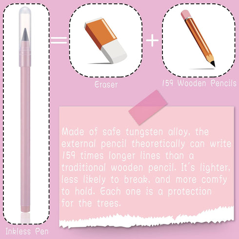YASUOA 7 Pcs Infinity Pencil Inkless Pen with Erasers Morandi Color Everlasting Pencil Reusable Tree-Friendly Inkless Pencil for Writing Sketch Dr...