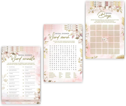 Summer-Ray 50pcs Bridal Shower Game Cards 5 Games 10 Cards Each 5" x 7"...