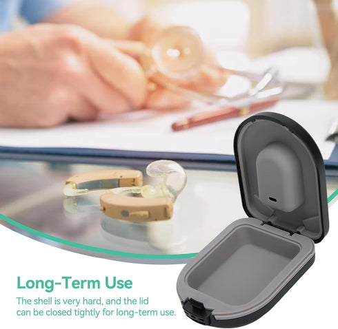 Behind?the?Ear Hearing Aid Case, Waterproof Drop Resistance Storage Box Portable Protective Box for Storing Hearing Aids, 6.5 x 5 x 2.5cm...