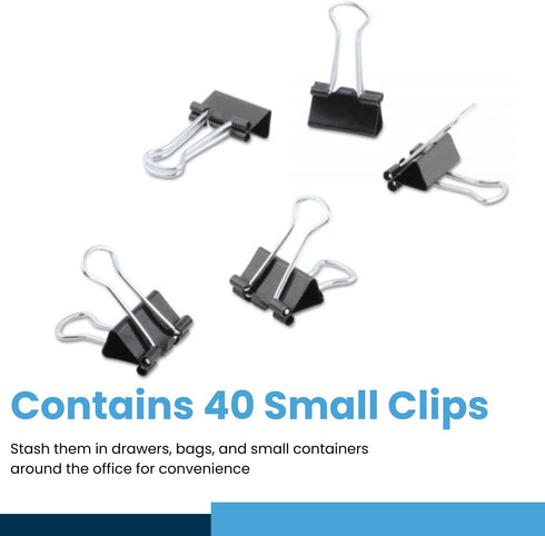 1InTheOffice Small Binder Clips, Paper Clamps, 0.38" Capacity, Black, 40 Pack...