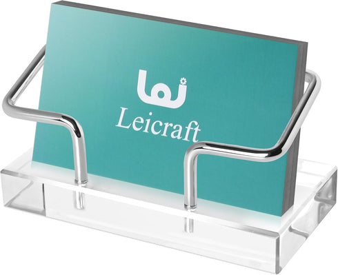 Business Card Holder for Desk, Modern Card Organizers and Office Desk Accessories for Men and Women (Silver)...