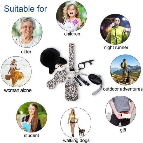 Safety Keychain Full Set for Women, Safety Keychain Set with Personal Alarm, 9 Pcs Protective Keychain Accessories for Women...