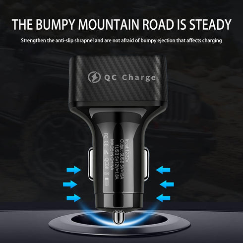 Car Charger Adapter, 6 Ports USB QC3.0 Fast Phone Charger, Car Interior Accessories Fit for All Vehicles, Multi-Port Car Phone Charger with LED Li...