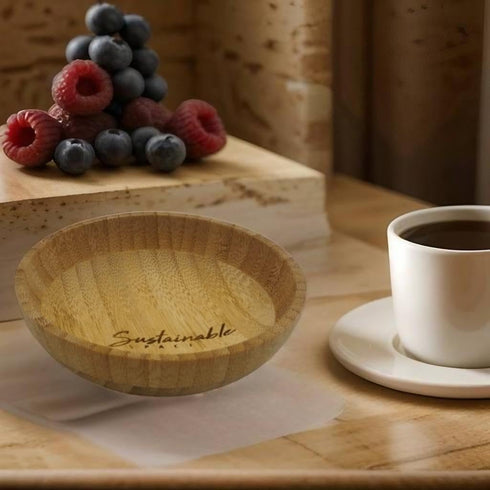 Fruit Bowl For Kitchen Counter (Medium) - Bamboo Fruit Bowl - Dishwasher Safe, Eco-Friendly, Scratch Resistant -Serving Bowl - Handcrafted Salad B...