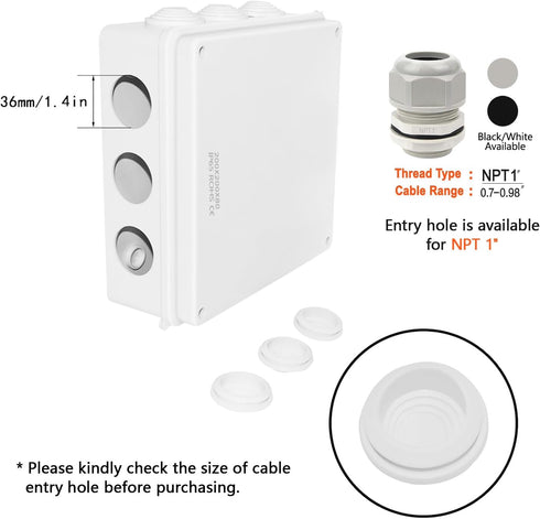 LeMotech ABS Plastic Dustproof Waterproof IP65 Junction Box Universal Electrical Project Enclosure White 7.9 x 7.9 x 3.1 inch (200 x 200 x 80 mm)...