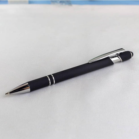 Retractable Ball Point Pens with Stylus Tip Medium Point Soft Touch Metal Matt Wine Red Barrel Black Ink 10 Count...