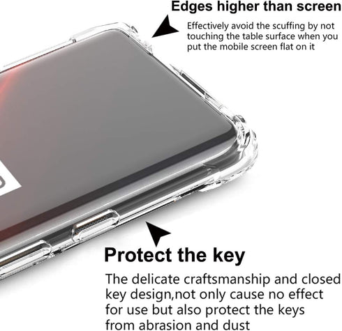 Osophter for Oneplus 7T Pro Case Clear Transparent Reinforced Corners TPU Shock-Absorption Flexible Cell Phone Cover for One Plus 7T Pro 5G McLare...