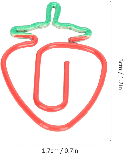 Strawberry Paper Clips 20pcs, Colorful Paperclips Cute Paper Clips Fruit Shaped Fun Paper Clips Coated Paper Clips Bookmarks Office Supplies for D...