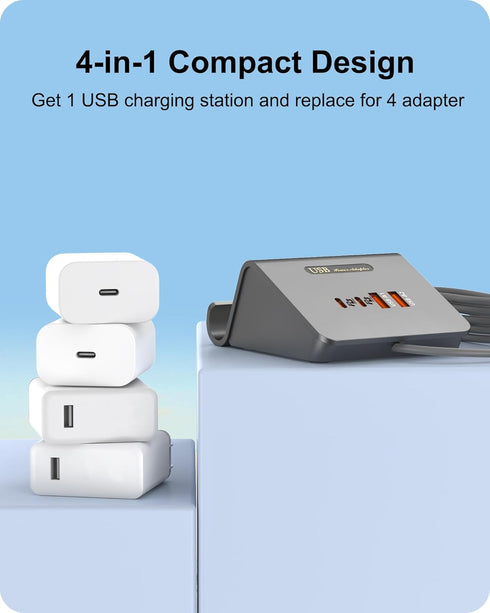 WUKUR Multiple USB Charger Station with USB and USB C Charging Station for Multiple Devices, USB C Charger for iPhone 15/Pro/Pro Max/Samsung Galax...