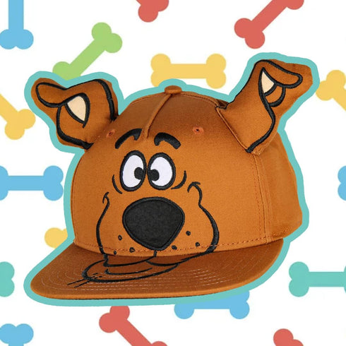 Scooby Doo Embroidered Character Face Adult Adjustable Snapback Hat Cap with 3D Ears Brown...
