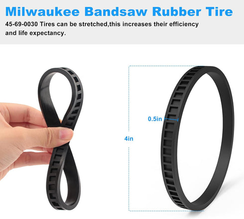 Replacement Milwaukee BandSaw Compact Pulley Tires 45-69-0030 2629-20 6242-6 2429-20 2629-22 2429-21XC (4.0" Diameter Tires)- 4 Pack...