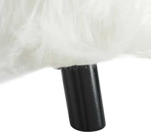 Linon Flokati Foot, 16-Inch, White Stool, 16"W x 16"D x 12.6"H,...