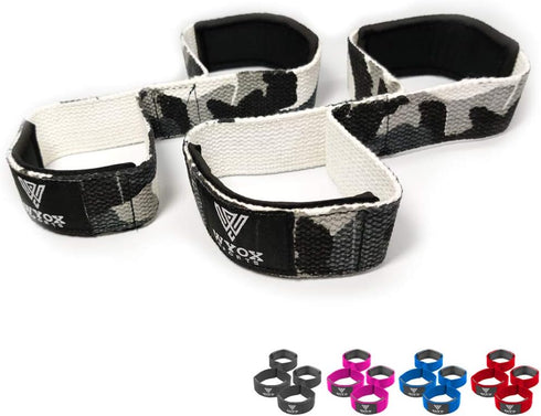 WYOX Figure 8 Weight Lifting Straps for Weightlifting Heavy Duty Deadlifting Workout Straps | Wrist Wraps Gym Equipment Gear Men Women PAIR (Camo)...