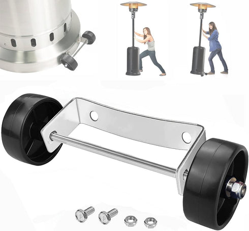 Universal Patio Heater Wheel Kit-Stainless Steel Silver Bracket + Black Wheels,Patio Tall Propane Gas Patio Heater Wheels Replacement Movable Whee...