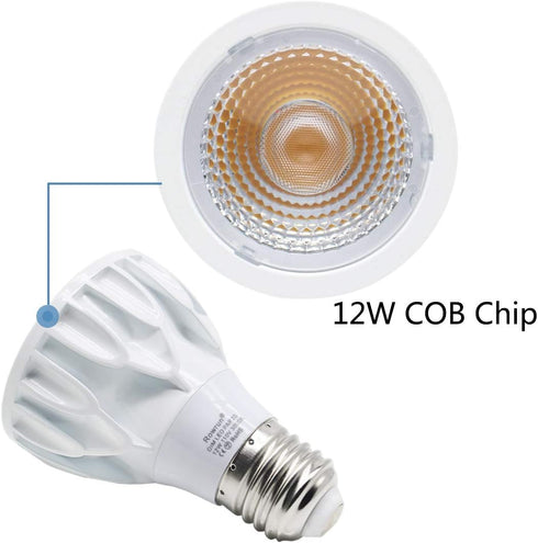 PAR20 12W Narrow Flood Light Bulb E26 Dimmable LED Bulb Spotlight Beam Angle 24 Degree 100W Halogen Warm White 3000K 2-Pack...