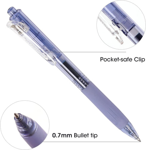 WRITECH Fine Point Gel Pens: Retractable 0.7mm Blue-Ink Color Pen for Journaling Smooth Writing Fine Point Tip Quick-dry Ink No Bleed Set 10ct...
