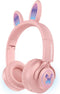 HyperGear Bunny Ears Bluetooth Wireless Headphones - Kids Portable/Foldable LED Light Up Over Ear Headset w/Built-in Mic & Controls for iPhone, iP...