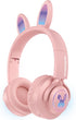 HyperGear Bunny Ears Bluetooth Wireless Headphones - Kids Portable/Foldable LED Light Up Over Ear Headset w/Built-in Mic & Controls for iPhone, iP...
