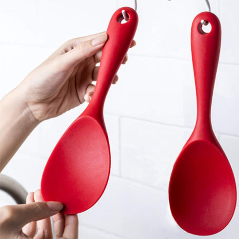 Silicone Rice Paddle Spoon Set of 2,Non Stick Heat Resistant Kitchen Gadge Rice Spoon,Rice Scooper,Rice Spatula,Rice Spoon Paddle,Rice Cooker Spoo...