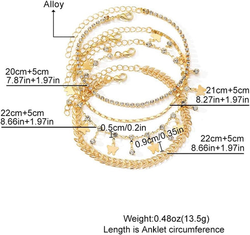 KISS WIFE Gold Anklets for Women, 14k Gold Plated Layered Cuban Figaro Link Chain Ankle Bracelets Set, Dainty Waterproof Summer Beach Foot Jewelry...