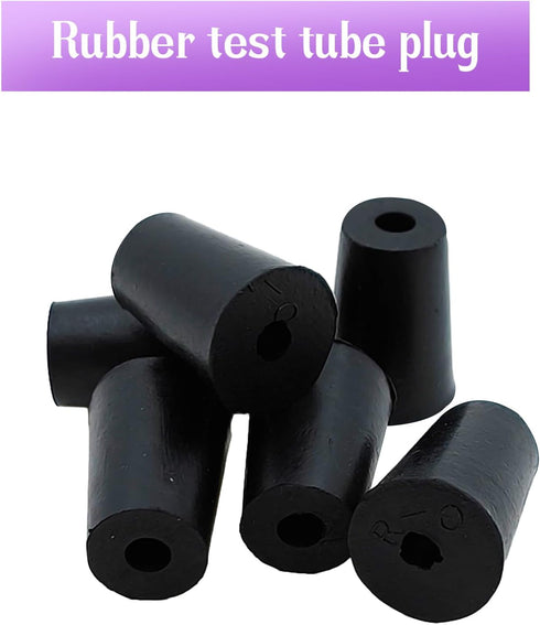 PENCK 6pcs Rubber Stopper with Hole 13mm to 17mm Tapered Plug Black Test Tubes Bungs Stoppers for Lab Home Use...