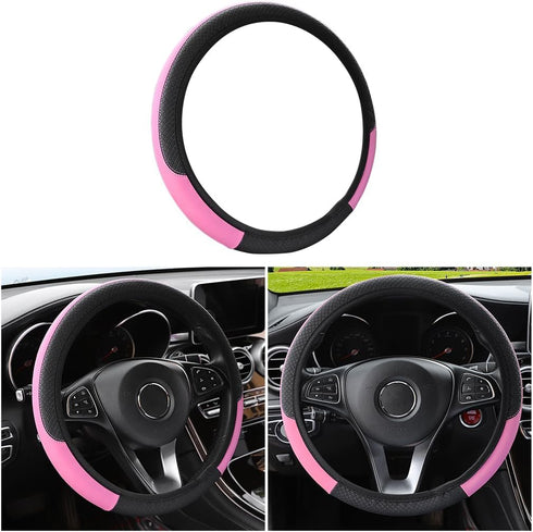 15 Inch Car Steering Wheel Cover, Universal Elastic Stretch Breathable Anti-Slip Leather Without Inner Ring, Auto Accessories Steering Wheel Prote...