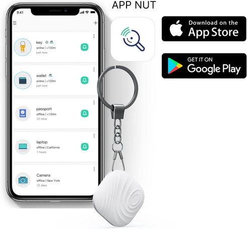 Key Finder, Bluetooth Tracker Item Locator with Key Chain for Keys Pet Wallets or Backpacks and Tablets, Batteries Include (White, 1 Pack)...