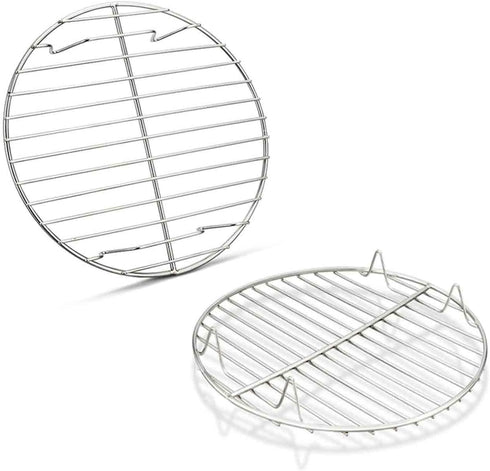 TeamFar Round Cooling Rack Set of 2, 7½ Inch Round Baking Steaming Roasting Rack Set Stainless Steel, Healthy & Dishwasher Safe, Mirror Finish & R...