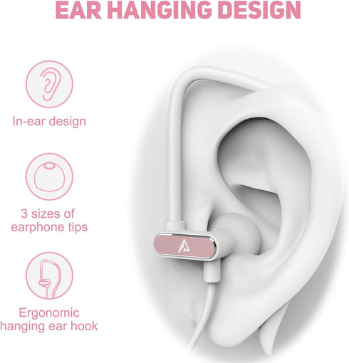 USB C Headphones with Microphone Wired USB C Earphones for Sports and Running Type C Earbuds Hooks Volume Control, Compatible with iPhone 15, Sams...