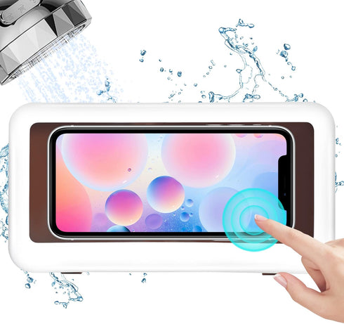 KUNSLUCK Shower Phone Holder Waterproof, Anti-Fog Touch Screen Wall Mount Case for Bathroom Mirror Bathtub, Compatible with 4.7"-6.8" Mobile Phone...