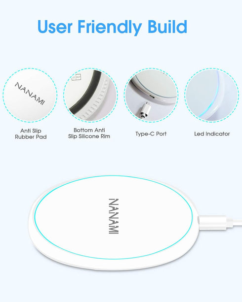 Fast Wireless Charger for iPhone 15, NANAMI 7.5W Charging Pad Compatible iPhone 14/13/12/SE 2020/11 Pro/XS/XR/8, 10W Qi Charger for Samsung Galaxy...