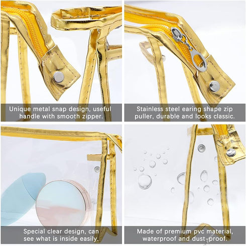 SITAKE 12 Pcs Portable Transparent Cosmetic Bags, Clear Waterproof Makeup Bags with Handle, PVC Travel Toiletry Bags Pouches, Clear Pencil Cases, ...