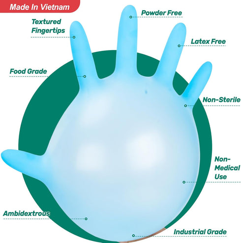 Nitrile Gloves D1, Nitrile Disposable Gloves for Cleaning, Food Prep, Industrial Grade, Non-Sterile, Food Safe, Powder & Latex Free, Touchscreen, ...