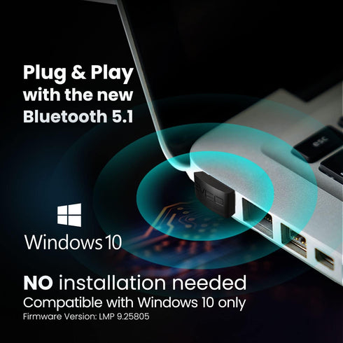 USB Bluetooth Adapter for PC 5.1 - Bluetooth Dongle 5.1 USB Bluetooth Dongle for PC - Windows 11/10 Plug and Play. for Computer Desktop, Laptop, M...