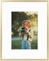 Frametory, 8x10 Gold Aluminum Picture Frame - Set of 1 - Ideal for Displaying 5x7 Photos with Mat or 8x10 Without Mat - Real Glass Front - Simple ...