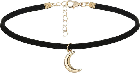 Moon Choker Dainty Choker Velvet Black Choker Moon Necklace Fashion Choker Necklace for Women...
