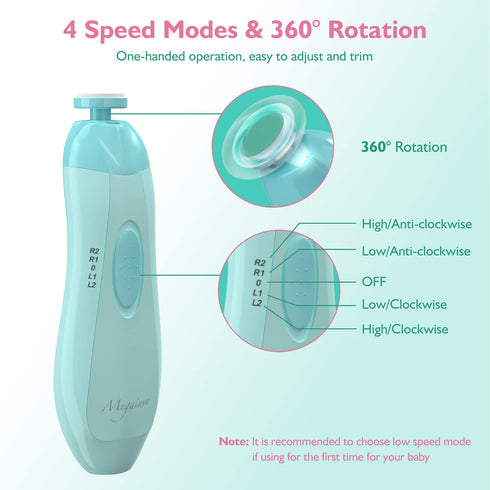 Baby Electric Nail Trimmer with LED Light 10 Grinding Heads Safe Electric Baby Nail File Whisper Baby Nail Polish Grooming Kit for Newborn Toddler...