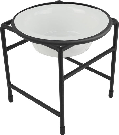 Platinum Pets Modern Single Diner Feeder with Stainless Steel Cat/Dog Bowl, X-Small, Pearl White...