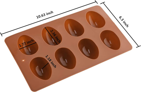8 Cavity Silicone Egg Pan, Egg Tray, Egg Shape Ice Tray, Silicone Baking Supplies for Cake Decorating, Chocolate, Candy, Jello, Baking Pan for Muf...