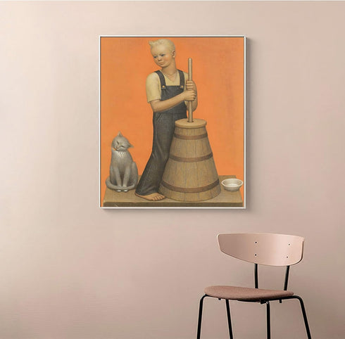ROSVIOL Grant Wood Prints - Churning Gouache and Colored Pencil Poster - Modern Oil Painting Reproduction - Poster for Room Aesthetics Canvas Wall...