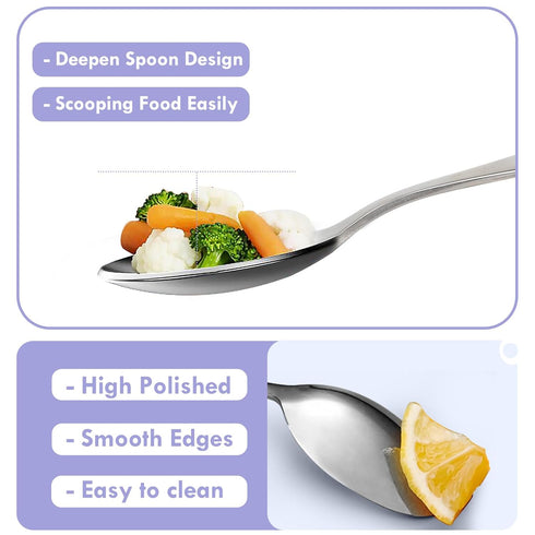 Lehoo Castle Toddler Utensils, 6 Pcs Toddler Silverware 2 Year Old, Toddler Forks and Spoons, Kids Silverware Set Stainless Steel, Metal Silverwar...