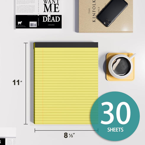 Legal Pads 8.5 x 11, 3 Pack Yellow Note Pads 8.5 x 11 Writing Pads, Wide Ruled Legal Notepads, Lined Pads of Paper Yellow Paper Pads, 30 Sheets Pe...