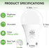 GU24 LED Light Bulb, A19 Shape Bulbs, 9W (60W Equivalent), 5000K Daylight, 800 Lumens, Dimmable 2 Prong Light Bulbs, GU24 Twist Lock Base, ETL Lis...
