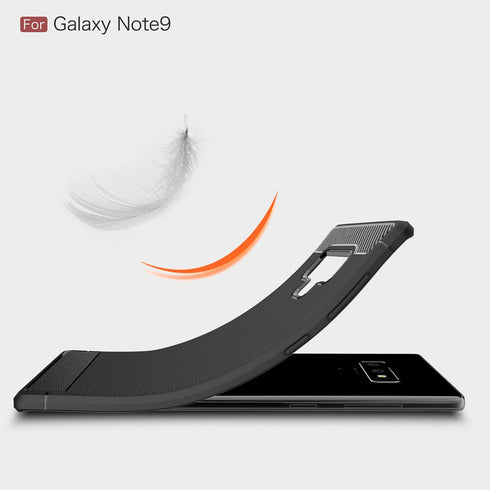Compatible with Samsung Galaxy Note 9 Carbon Fiber Soft TPU Brushed Line Basic Phone Back Case Cover (Black)...