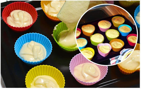 Reusable Silicone Cupcake Baking Cups 24 Pack, 2.75 inch Cups, & Non-stick Muffin Liners for Party Halloween Christmas,6 Rainbow Colors (Pack of 2...