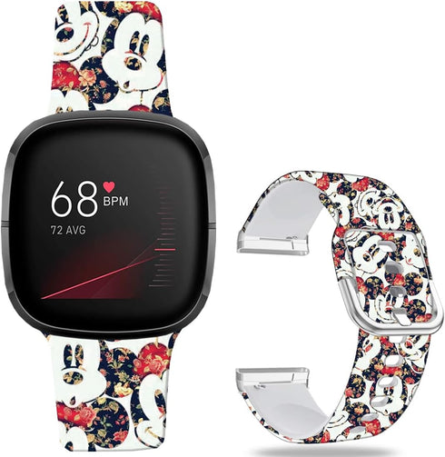 Mouse Theme Bands Compatible with Fitbit Sense/Sense 2/Versa 3/Versa 4 Band Fancy Soft Sport Silicone Cartoon Holiday Strap Men Women...