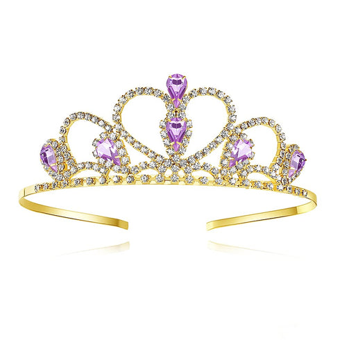 Lovelyshop Purple Gems Rhinestone Gold Tiara for Little Kid Big Kid Prom Birthday Princess Crown...
